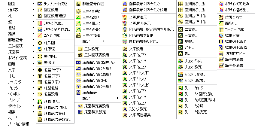 作図を支える数々の機能